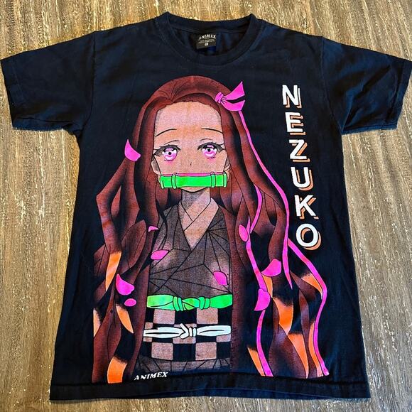 Nezuko Demon Slayer Anime Double Sided Graphic T-Shirt Black, Small - Picture 1 of 6